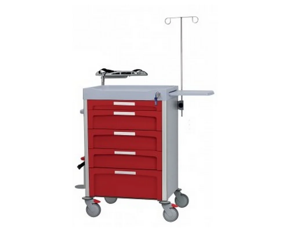 Chariot d'urgence rouge NOVIMED 5 Tiroirs